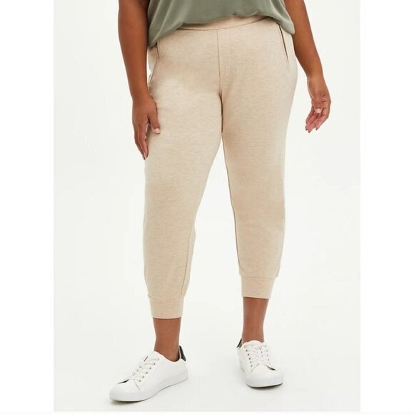 TORRID Oatmeal High Rise Crop Ponte Jogger Pants - Picture 1 of 8